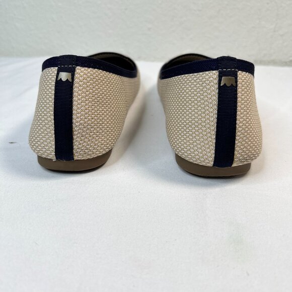 Birdies The Blackbird Pointed Toe Flats Woven Slip On Loafer Eggshell Navy 9.5 - Picture 9 of 15